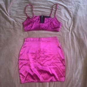 Satin Hot Pink Two-Piece Dress